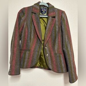 Boden Women's Striped Blazer in Olive and Burgundy